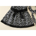 Los vestidos de primavera y otoño de los niños usan niñas con estampado de leopardo negro Boutique para la ropa de moda de los niños de la escuela